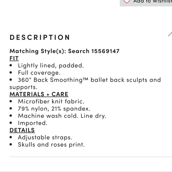 ✨NWT✨Final price Lightly Lined Full Coverage Balconette Bra-Black Skull/Roses - Picture 3 of 5